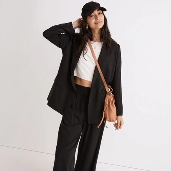 Madewell Caldwell Double Breasted Blazer Black Two Button Edition - Picture 1 of 8